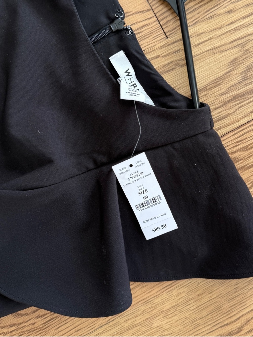 NWT!! White House Black Market Black One-Shoulder Ruffle Sheath Dress - Picture 6 of 9
